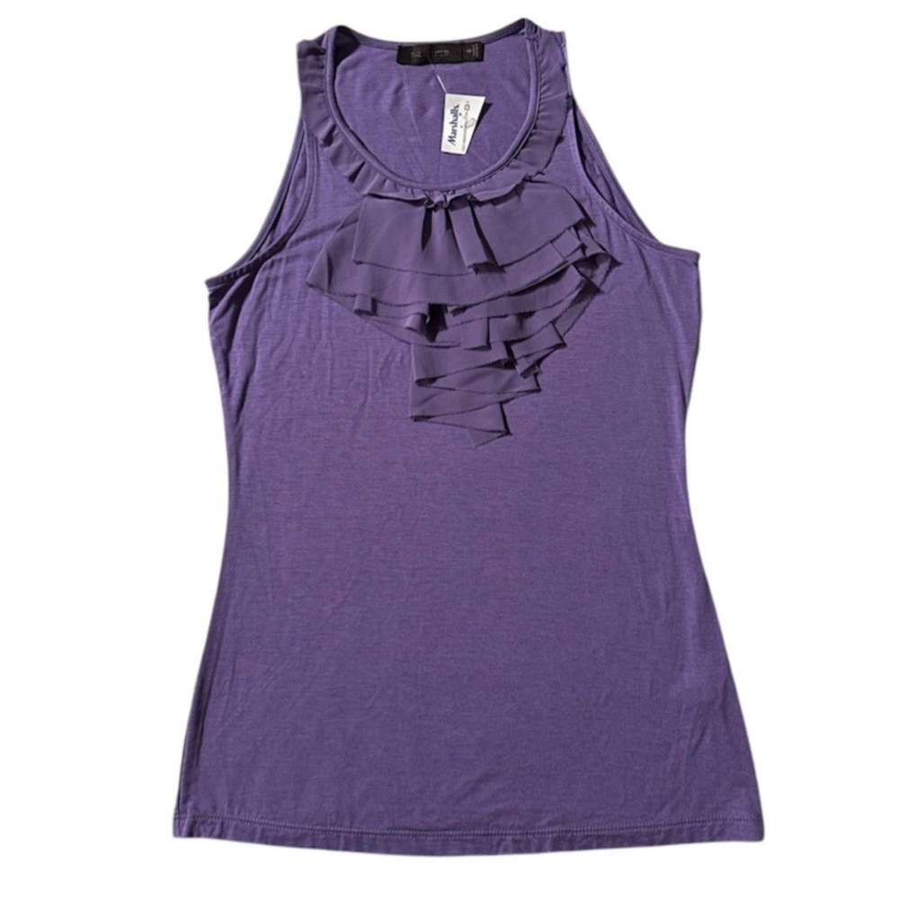 New THE LIMITED Purple Ruffle Sleeveless Tank Top Blouse Suit Shell Women’s XS - Picture 11 of 11